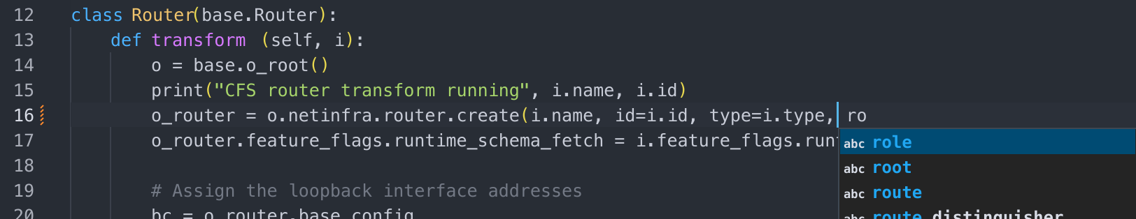 VS Code completion showing the remaining role keyword argument